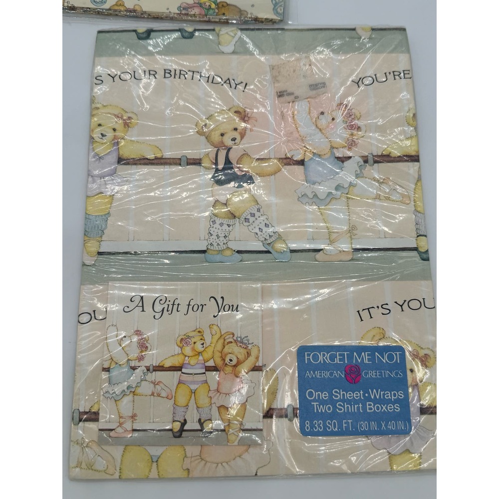 Lot Vintage American Greetings Gift Wrap Teddy Bear - Picture 5 of 7